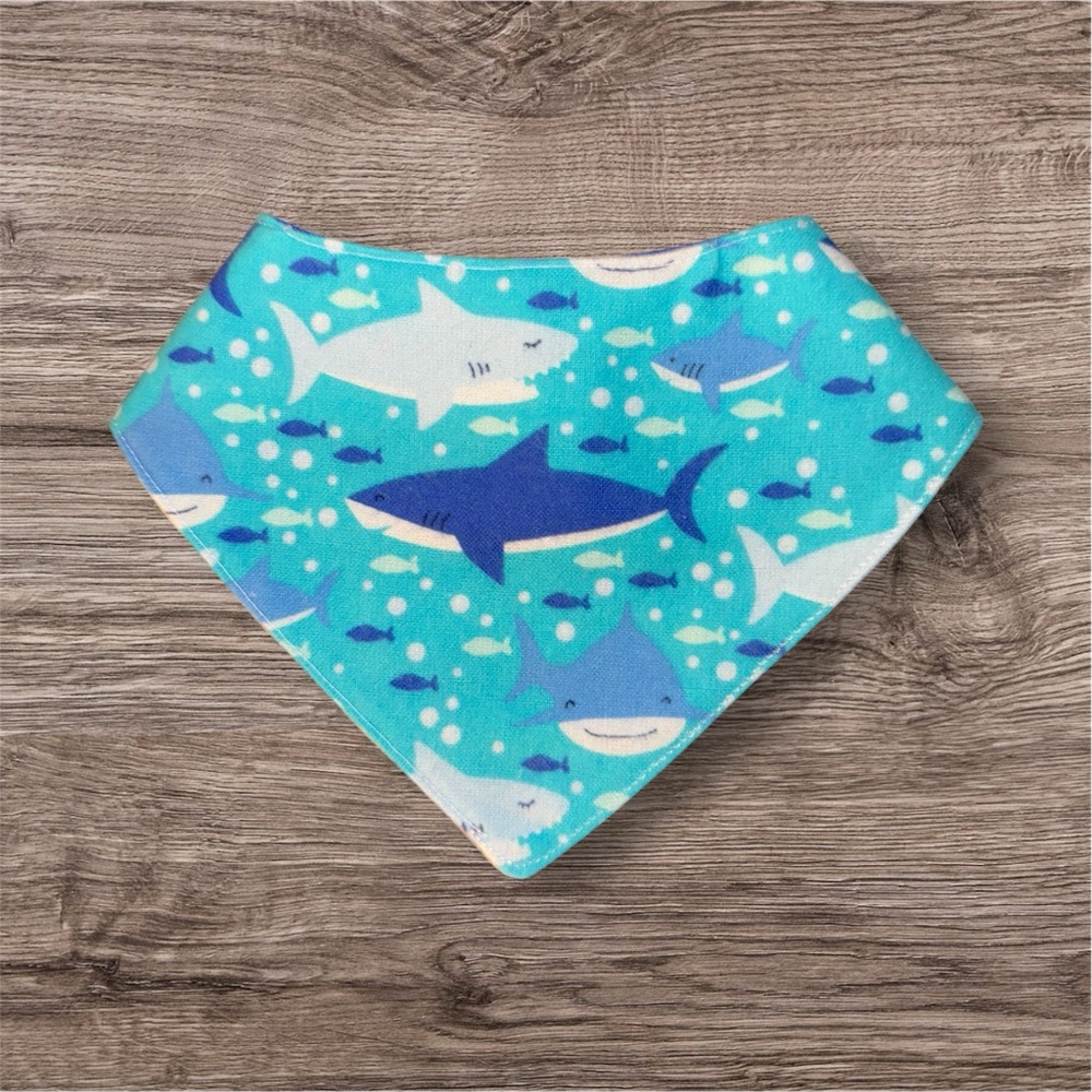 Reversible Shark Print Baby or Dog Cat Bandana Bib!